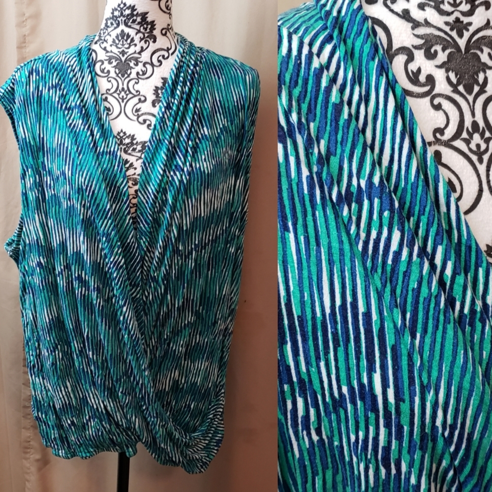 Sleeveless faux wrap top